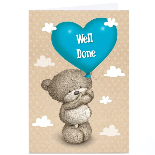 Personalised Hugs Bear Well Done Card - Heart Balloon