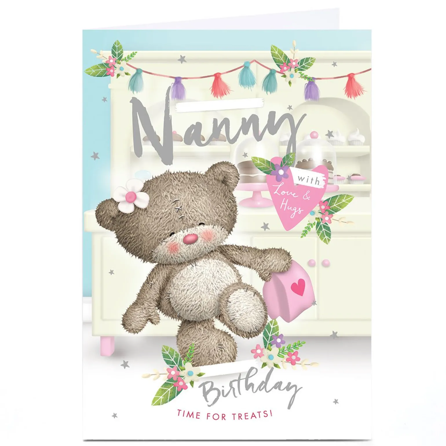 Personalised Hugs Birthday Card - Time for Treats, Nanny