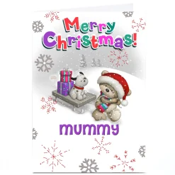 Personalised Hugs Christmas Card - Dog On Sledge