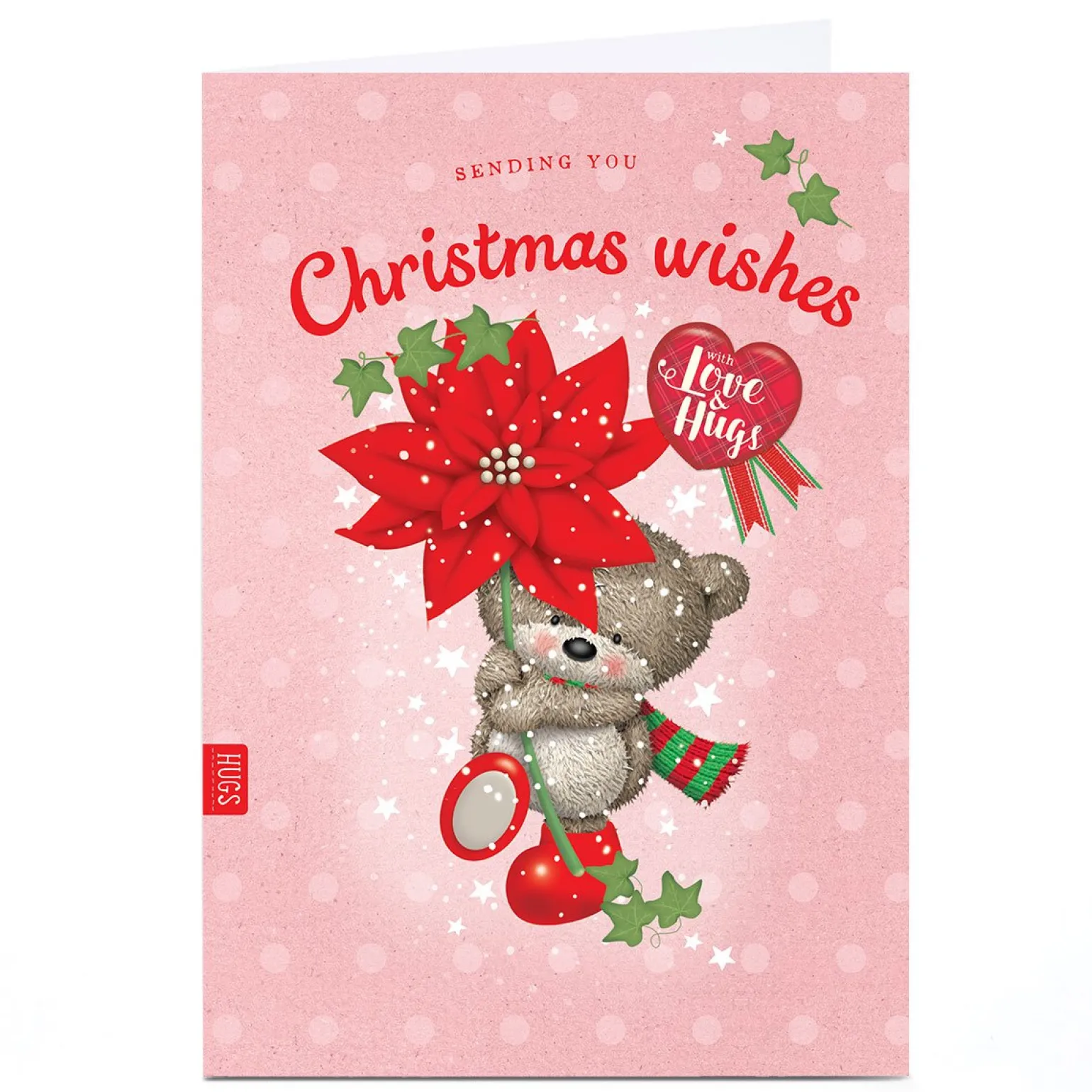 Personalised Hugs Christmas Card - Poinsettia Flower