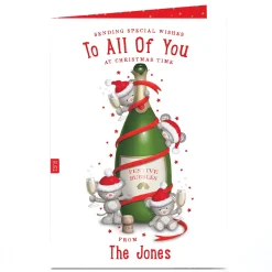 Personalised Hugs Christmas Card - Festive Bubbles