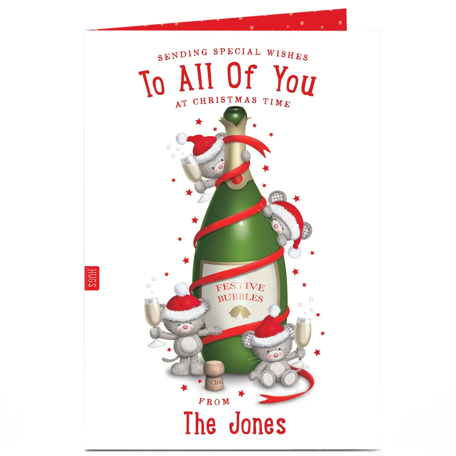 Personalised Hugs Christmas Card - Festive Bubbles