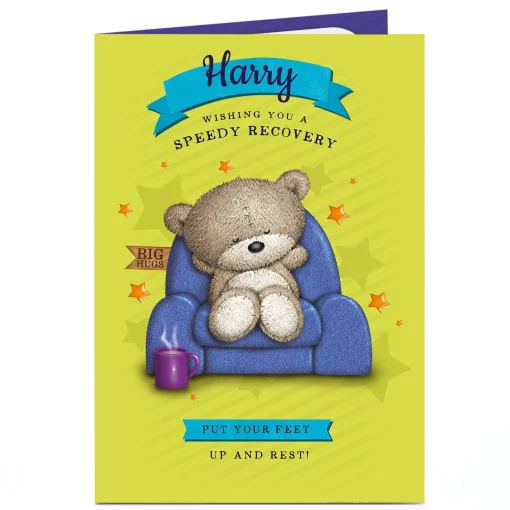 Personalised Hugs Get Well Soon Card - Put Your Feet Up