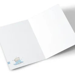 Personalised Hugs New Baby Card - Blue Baby Towel