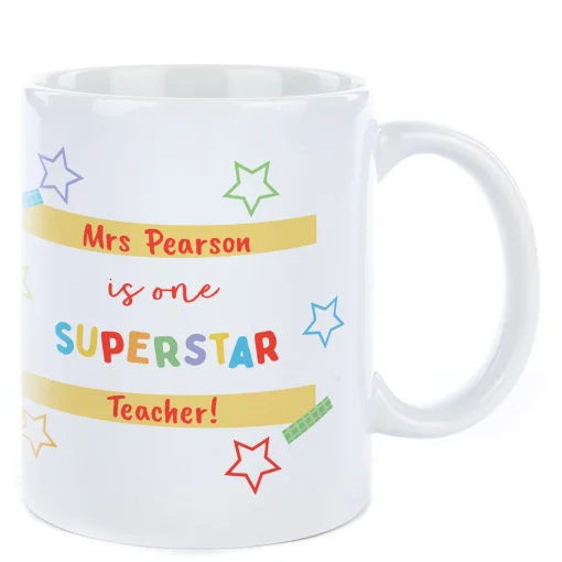 Personalised Hugs Thank You Teacher Mug - Superstar Teacher