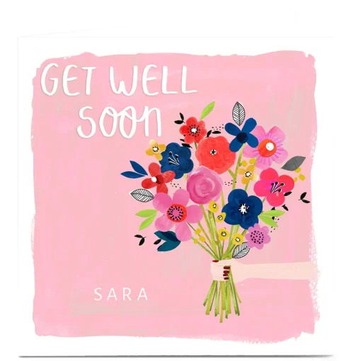 Personalised Kerry Spurling Get Well Soon Card - Flowers