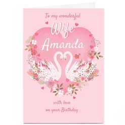 Personalised Kerry Spurling Birthday Card - Swans, Wife