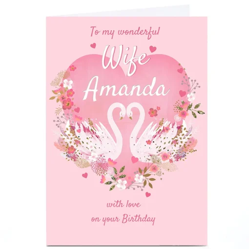 Personalised Kerry Spurling Birthday Card - Swans, Wife