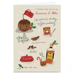 Personalised Kerry Spurling Christmas Card - Christmas Pudding