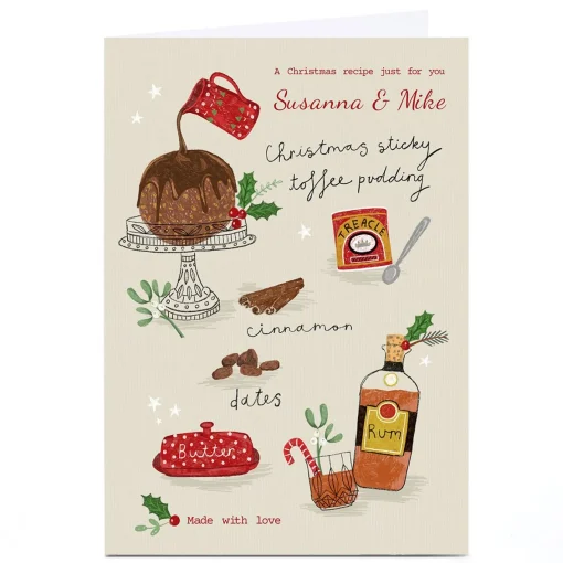 Personalised Kerry Spurling Christmas Card - Christmas Pudding