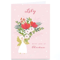 Personalised Klara Hawkins Christmas Card - Angel Flowers