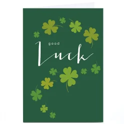 Personalised Klara Hawkins Good Luck Card - Green Clovers