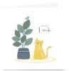 Personalised Klara Hawkins Good Luck Card - Cat & Plant