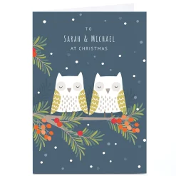 Personalised Klara Hawkins Christmas Card - Owls