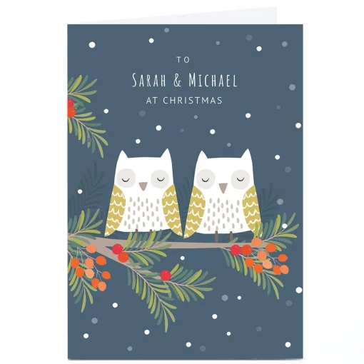 Personalised Klara Hawkins Christmas Card - Owls