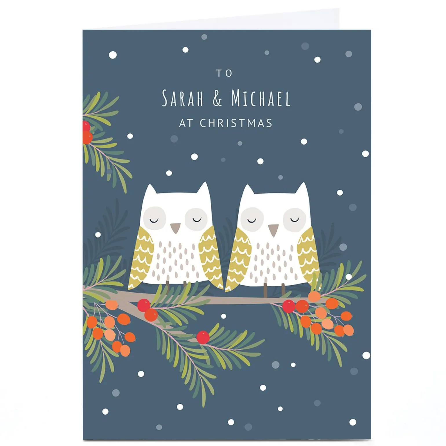 Personalised Klara Hawkins Christmas Card - Owls