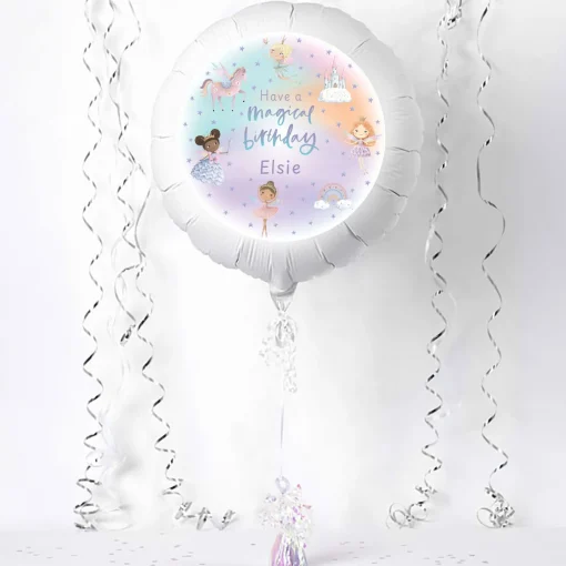 Personalised Large Helium Birthday Balloon - Princess Fairies