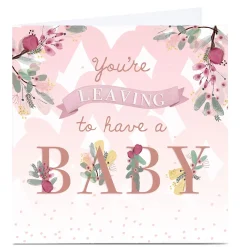 Personalised Leaving Card - Baby, Pink Floral