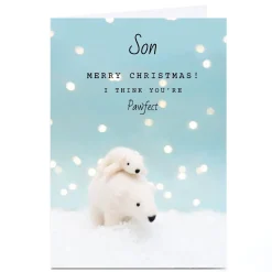 Personalised Lemon & Sugar Christmas Card - Polar Bear & Child, Son