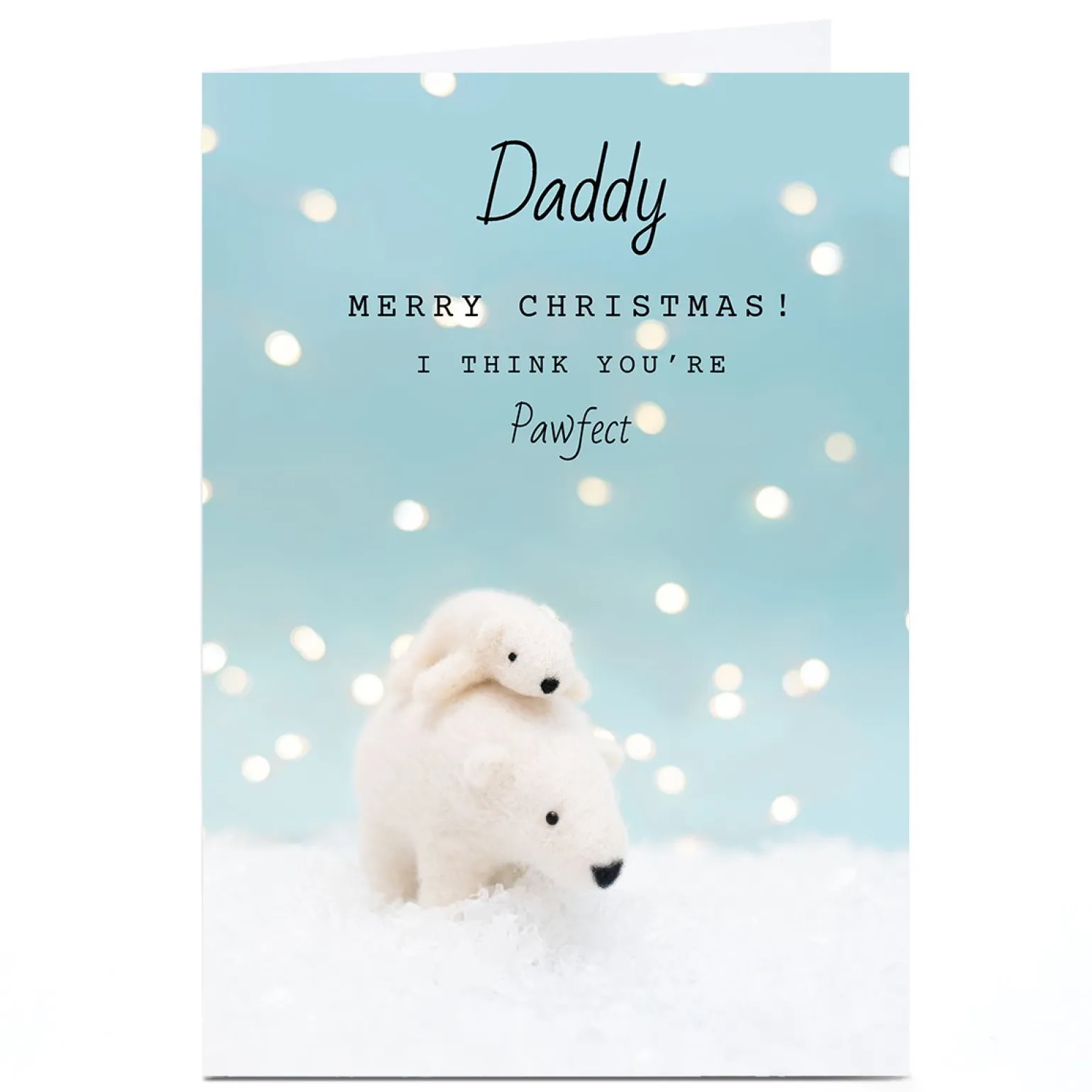 Personalised Lemon & Sugar Christmas Card - Daddy, Polar Bear & Child