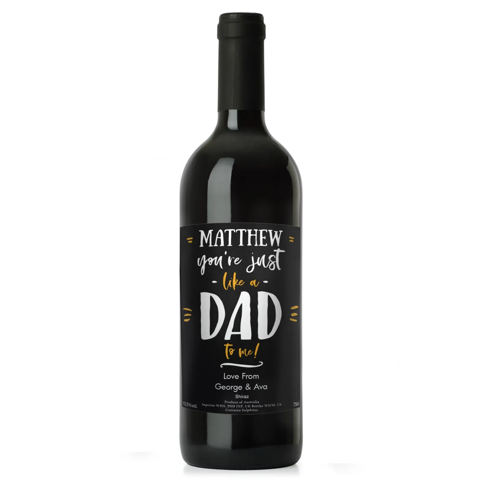 Personalised Like a Dad Shiraz Wine