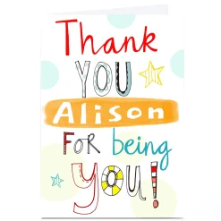 Personalised Lindsay Loves To Draw Card - Thank You For Being You