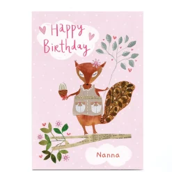 Personalised Lindsay Loves To Draw Birthday Card - Squirrel