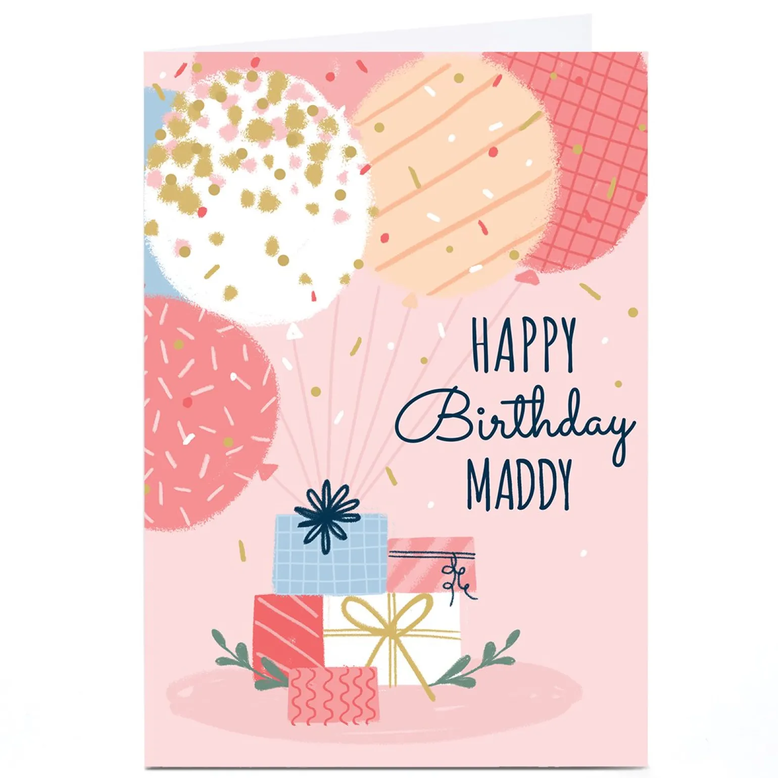 Personalised Little Mono Birthday Card - Balloons & Gifts