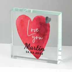 Personalised Love Heart Large Crystal Token
