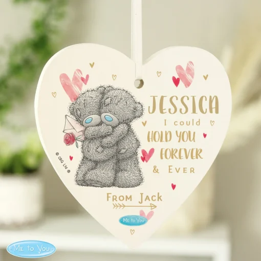 Personalised Me To You Hold You Forever Wooden Heart Decoration