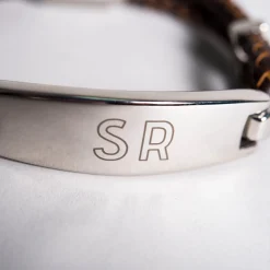 Personalised Men's Bracelet - Brown Leather Bar