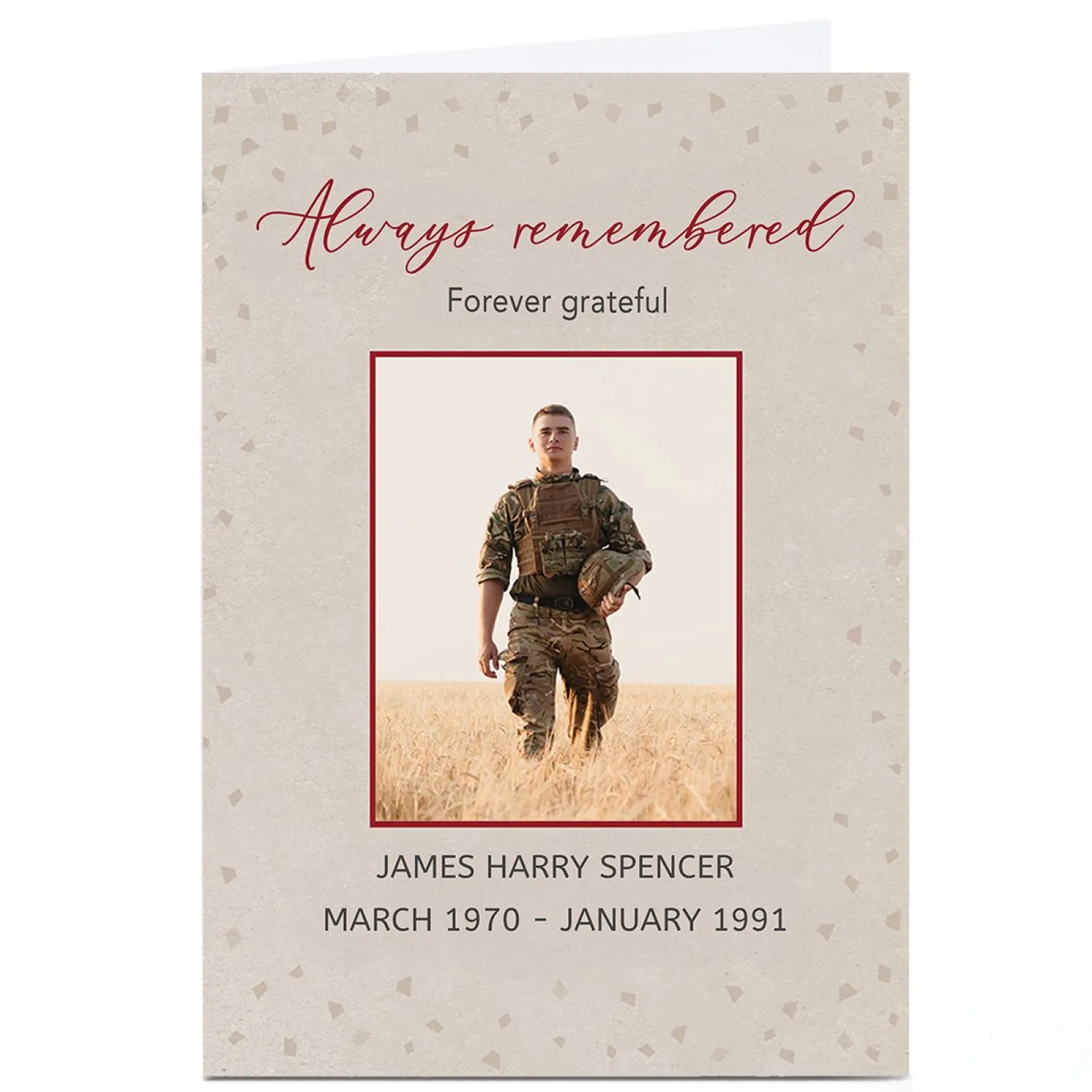 Personalised Military Card - Always Remembered
