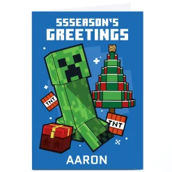 Personalised Minecraft Christmas Card - Ssseason's Greetings, Any Name