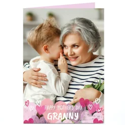 Personalised Mother's Day Card - Full photo with hearts below - Granny