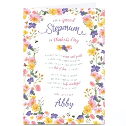 Personalised Mother's Day Card - For A Special Step Mum, Flowers