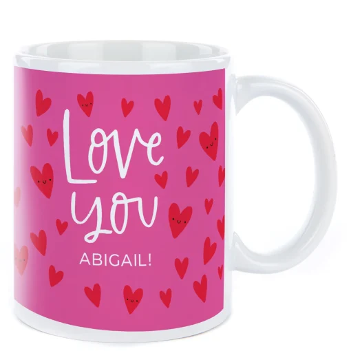 Personalised Mug - Pink Love You Hearts