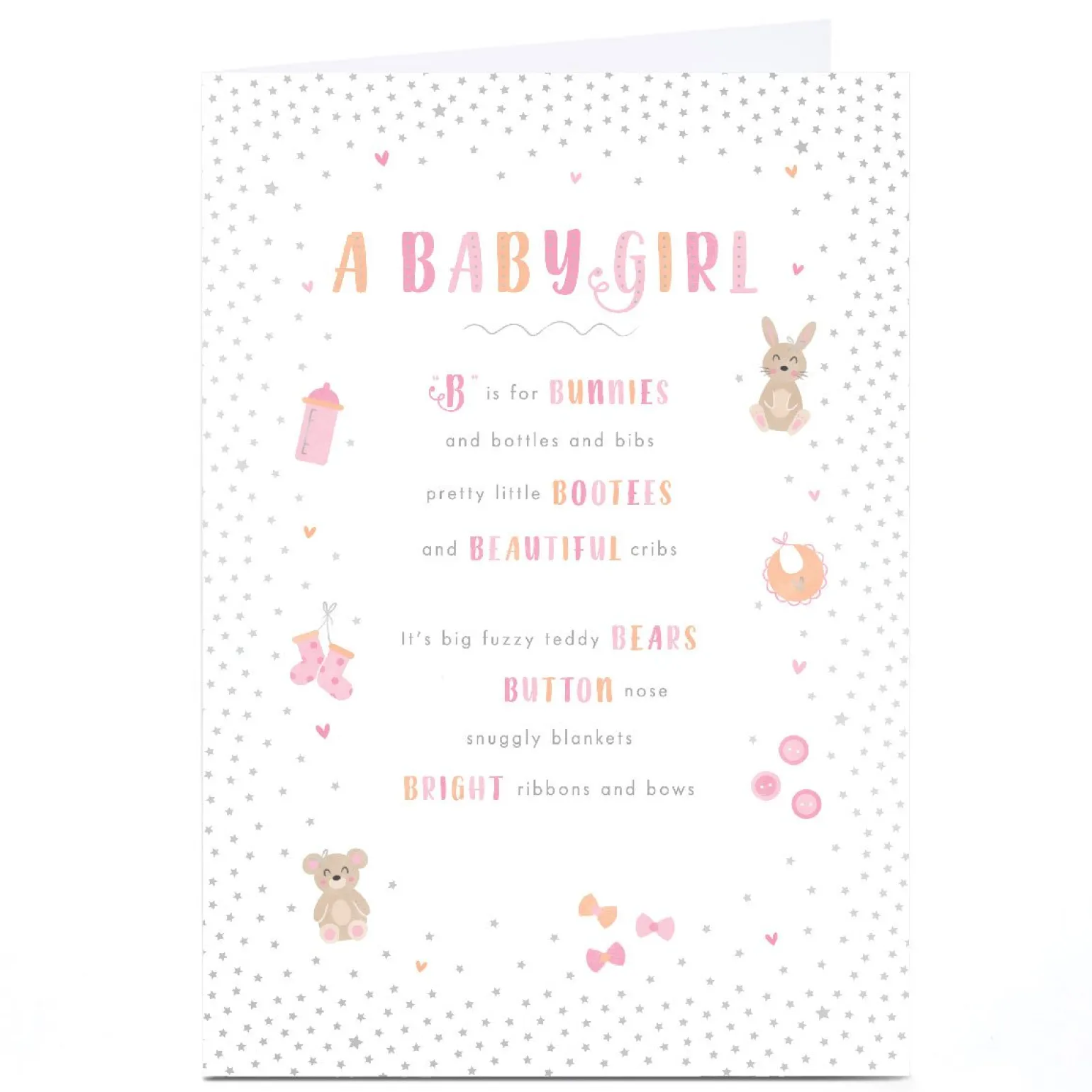 Personalised New Baby Card - B is For Baby Girl