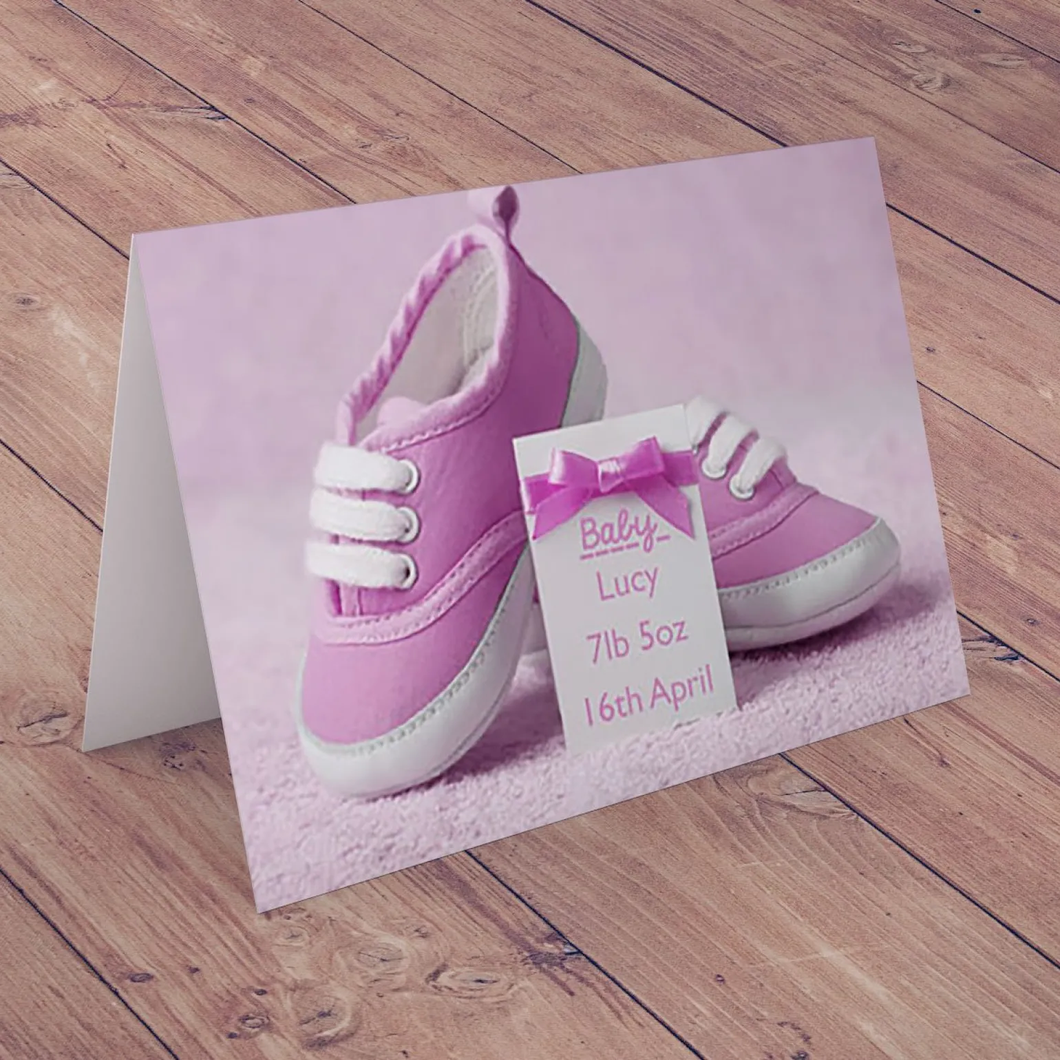 Personalised New BabyÂCard - Baby Girl Shoes