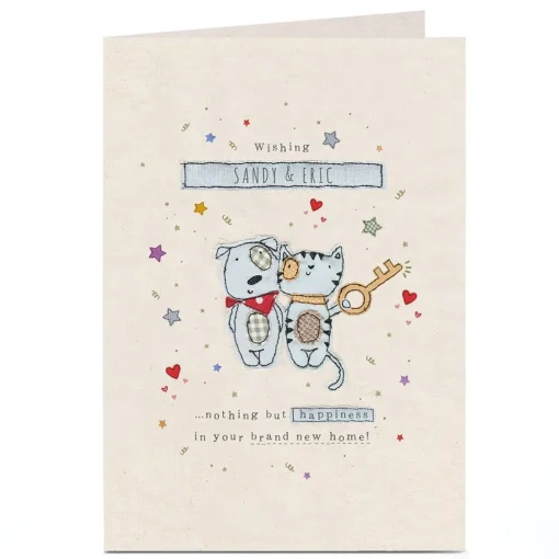 Personalised New Home Card - Cat & Dog Couple