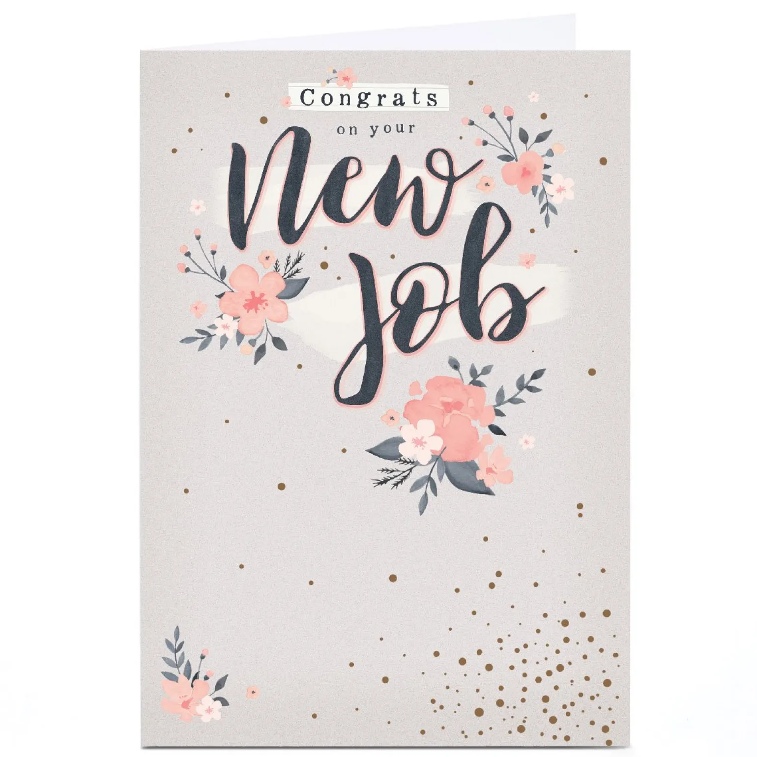 Personalised New Job Card - Pink Flower Congrats