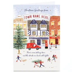 Personalised Old Town Christmas Card - Christmas Greetings From the Town