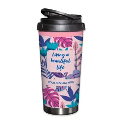 Personalised 16oz Stainless Steel Travel Mug - Living a Beautiful Life