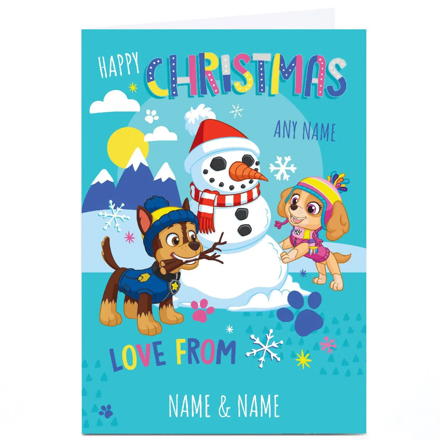 Personalised Paw Patrol Christmas Card - Any Name