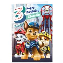 Personalised Paw Patrol Movie 3rd Birthday Card - 3 Today!