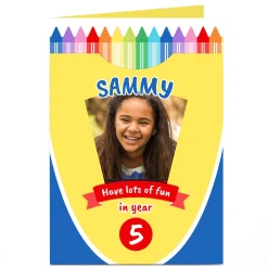 Personalised Photo Card - Crayons, New School Year