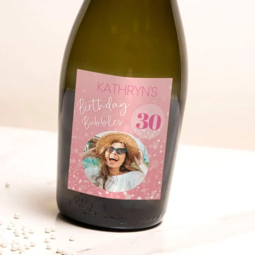 Personalised Pink Photo Happy Birthday Prosecco