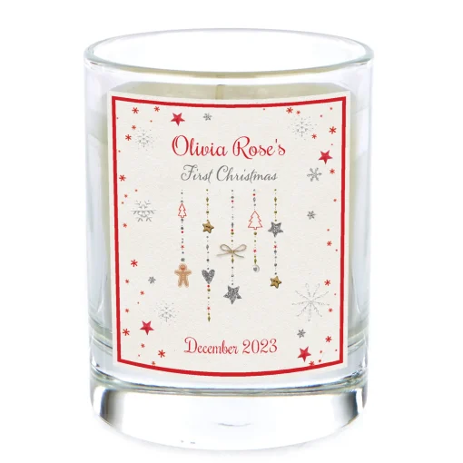 Personalised Pomegranate & Cashmere Scented First Christmas Candle