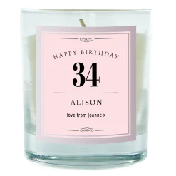 Personalised Pomegranate & Cashmere Scented Candle - Birthday Pink