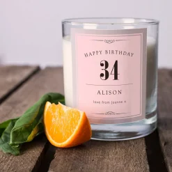 Personalised Pomegranate & Cashmere Scented Candle - Birthday Pink