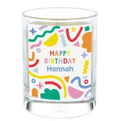 Personalised Pomegranate & Cashmere Scented Candle - Happy Birthday Bright Colours